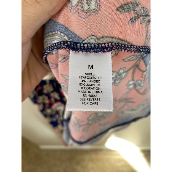 Westport Womens Sleeveless Floral Print Tank Top Multi-Color Lace Back Accent M - Picture 4 of 7